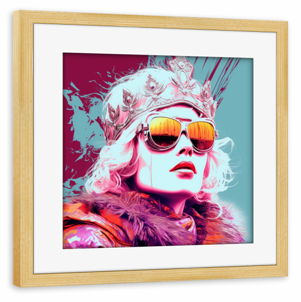 Poster mit Rahmen kiefer "ROSA EISKÖNIGIN" artboxONE - Menschen,Schwarzweiß,Fashion,Für Mama - Rosa,Schönheit,Pop-art,Eiskönigin,Eis,Frau,Künstlerisch