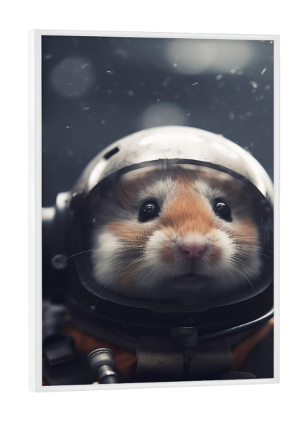 Poster mit weißem Rahmen "Nahaufnahme eines Weltraumhamsters" artboxONE - Tiere,Lustig