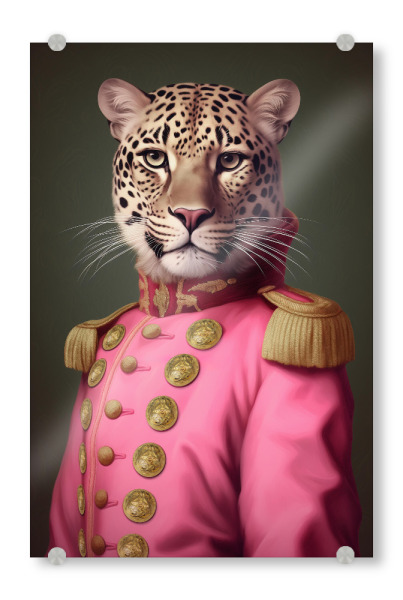 Acrylglasbild "Gemälde pink Leopard" artboxONE - Tiere,Abstrakt,Lustig