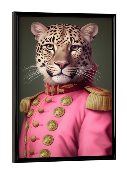 Poster mit schwarzem Rahmen "Gemälde pink Leopard" artboxONE - Tiere,Abstrakt,Lustig