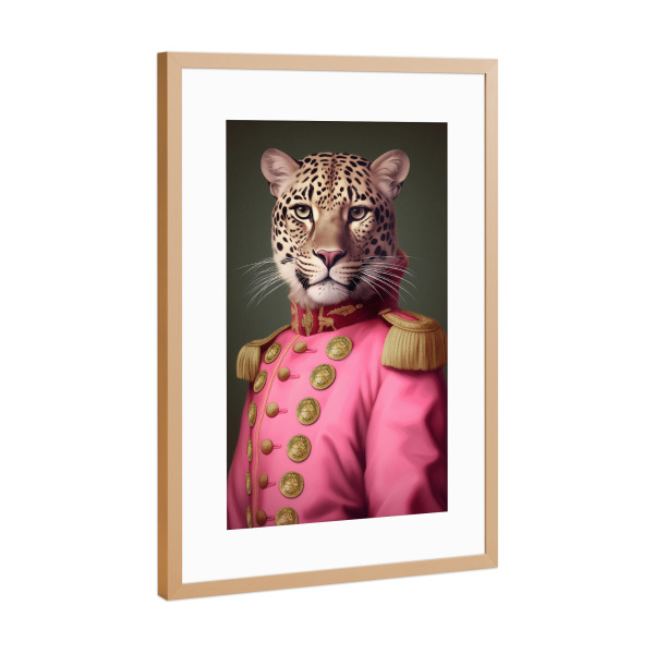 Poster mit Rahmen Kupfer "Gemälde pink Leopard" artboxONE - Tiere,Abstrakt,Lustig
