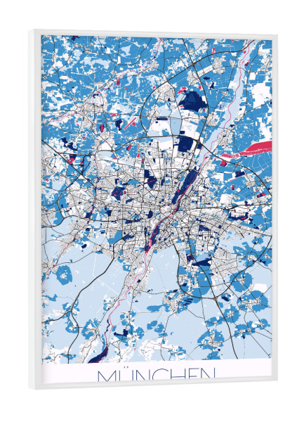 Poster mit weißem Rahmen "Citymap München" artboxONE - Städte / München,Kartografie