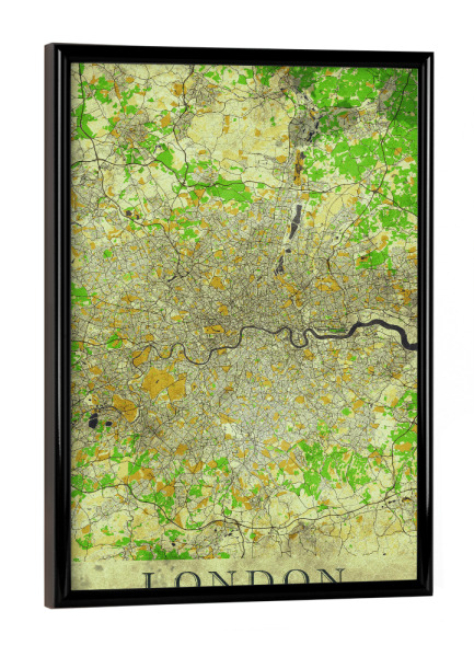 Poster mit schwarzem Rahmen "London Vintage City Map" artboxONE - Städte / London,Kartografie
