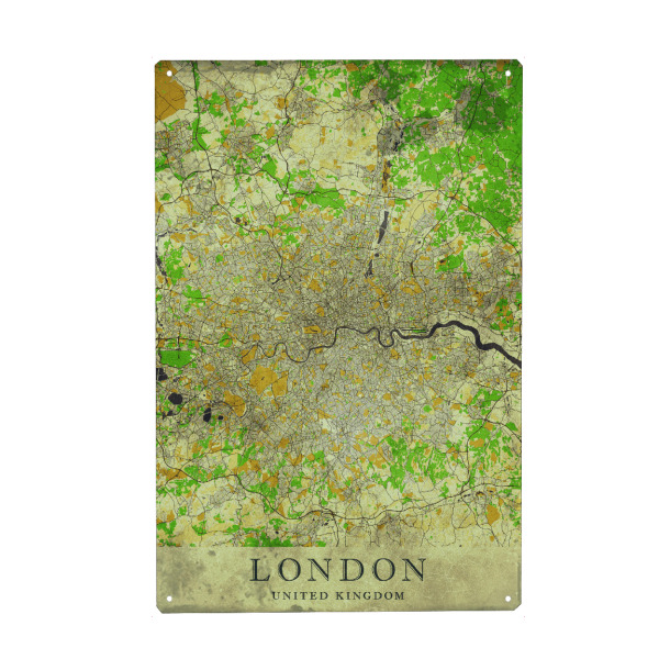Metall Poster "London Vintage City Map" artboxONE - Städte / London,Kartografie