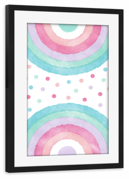 Poster mit Rahmen schwarz "Boho Doppelter Regenbogen" artboxONE - Für Kinder,Abstrakt