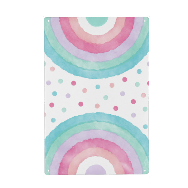 Holzbild "Boho Doppelter Regenbogen" artboxONE - Für Kinder,Abstrakt - Boho,Regenbogen,Malerei,Aquarell,Lustig,Frühling,Kinder,Zart,Pastell