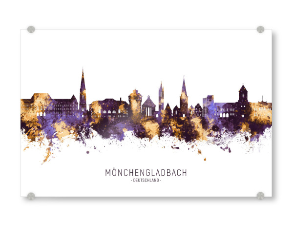 Acrylglasbild "Mönchengladbach Skyline PG" artboxONE - Städte - Mönchengladbach,Deutschland,Deutschland,Skyline,Stadtbild,Stadtbild,Aquarell,Malerei