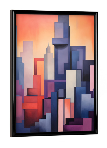 Poster mit schwarzem Rahmen "Geometrische moderne Stadt" artboxONE - Reise,Abstrakt,Architektur