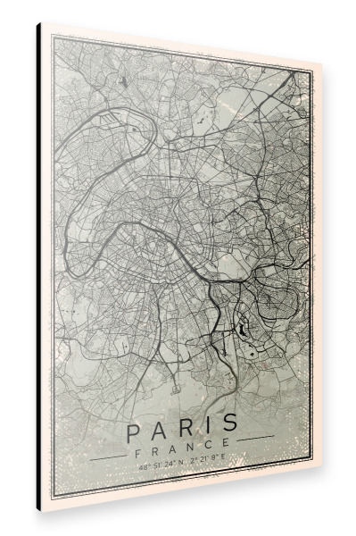 Alu-Dibond "Paris Vintage Stadt Karte" 30x20 cm artboxONE