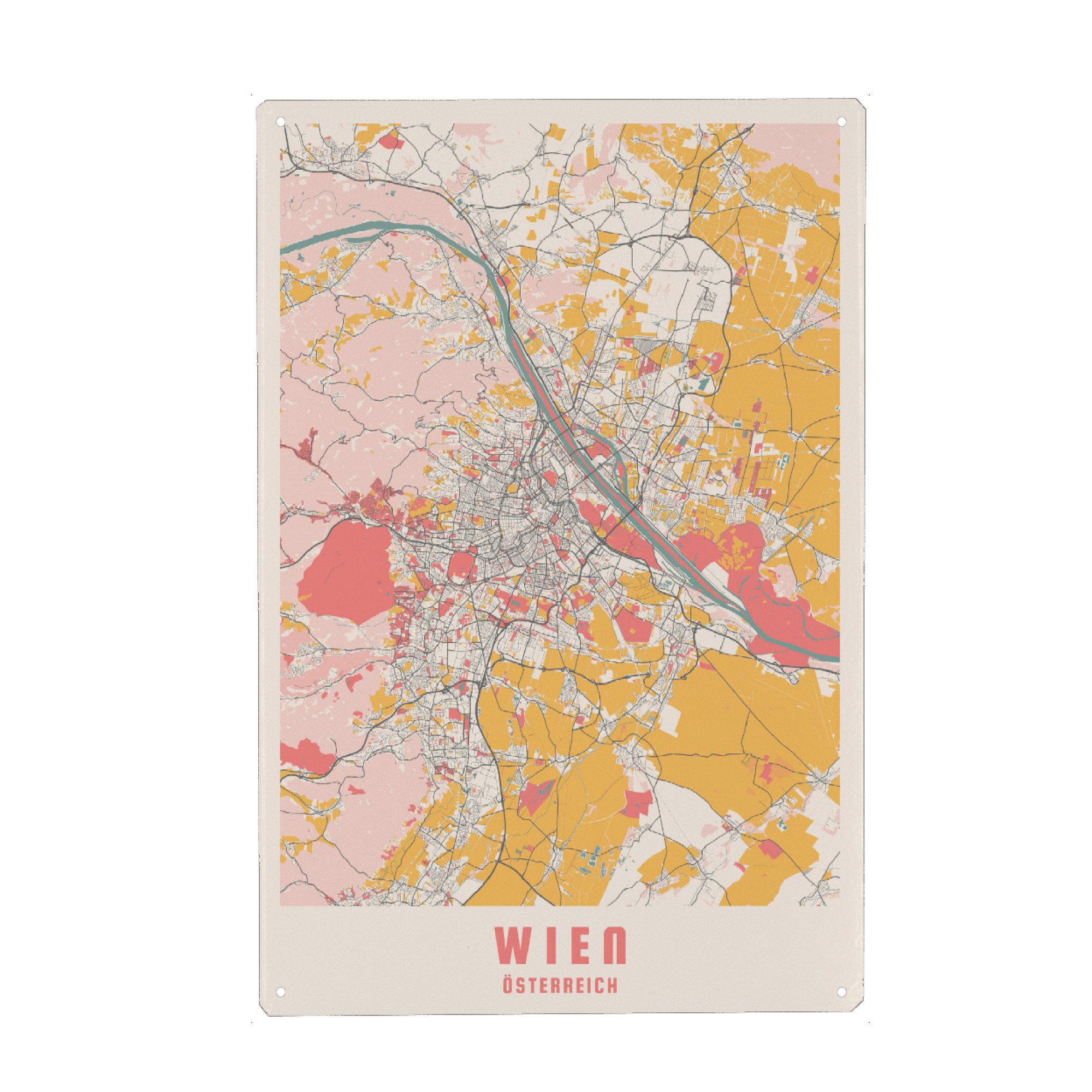 Metall Poster "Wien als Stadtkarte" artboxONE - Städte / Wien,Kartografie