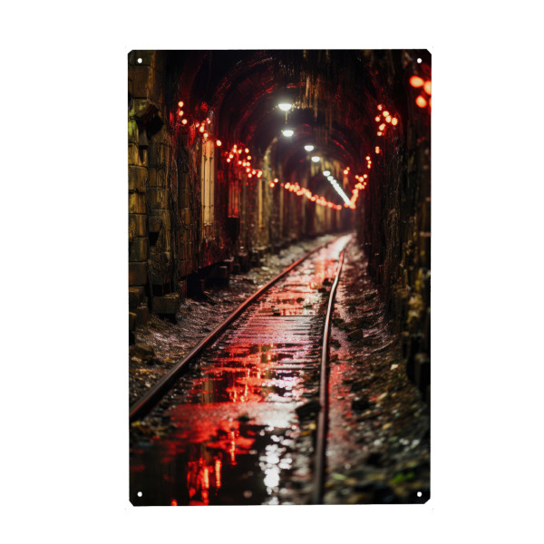 Holzbild "Lost Place U-Bahn" artboxONE - Streetart - Lost place u-bahn,Ubahn,U-bahn,Lost place,Lostplace,Bahntunnel,Underground train,U-bahn tunnel