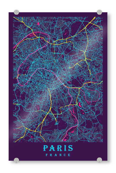 Acrylglasbild "Paris Design Karte" artboxONE - Städte / Paris,Kartografie