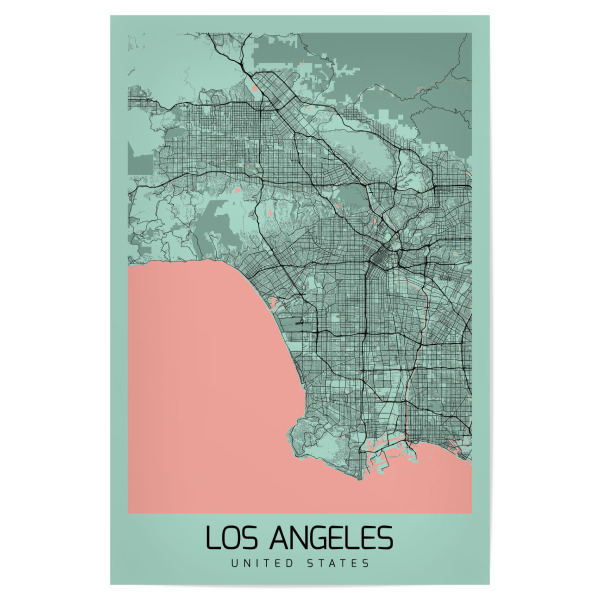 Poster "Stadt Los Angeles Wandbild" artboxONE - Städte / Los Angeles,Kartografie