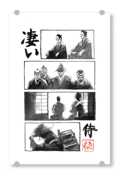 Acrylglasbild "Manga-Seite" artboxONE - Reise / Asien - Manga,Sumie,Japan,Samurai,Geisha