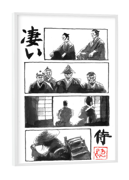 Poster mit weißem Rahmen "Manga-Seite" artboxONE - Reise / Asien - Manga,Sumie,Japan,Samurai,Geisha