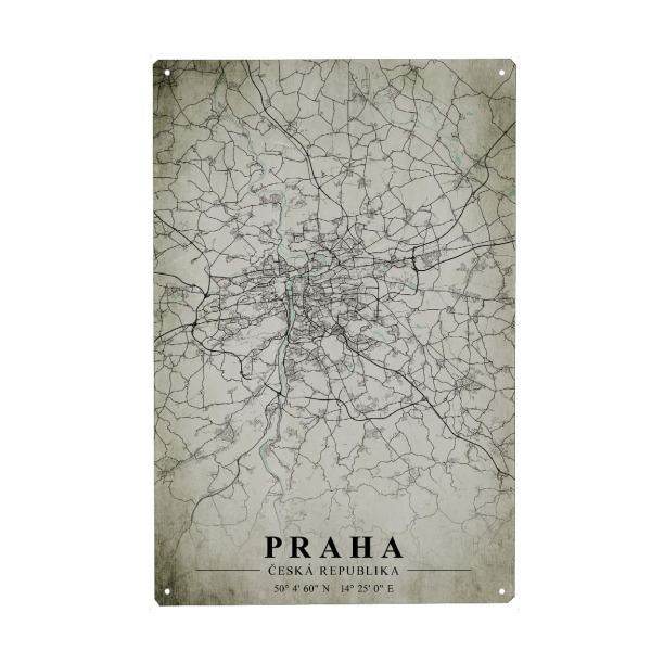 Metall Poster "Prag Vintage CityMap" artboxONE - Städte / Prag,Kartografie