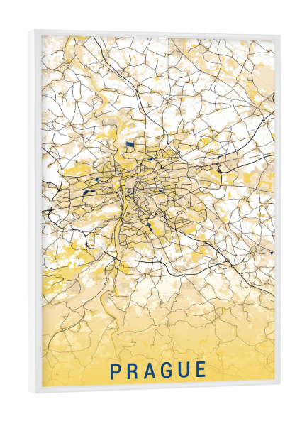 Poster mit weißem Rahmen "Stadtplan Prag" artboxONE - Städte / Prag,Kartografie