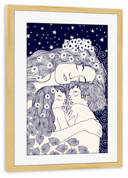 Poster mit Rahmen kiefer "Mutter und Kinder" artboxONE - Für Kinder,Für Mama,Für Papa