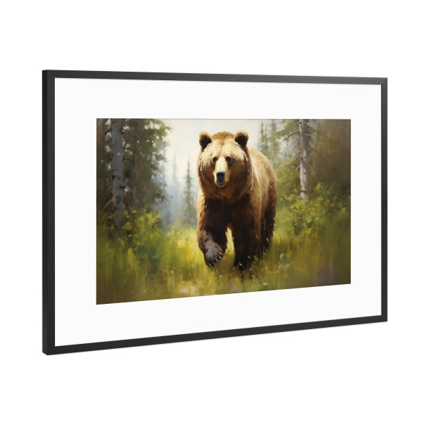 Poster mit Rahmen Schwarz (Metallic) "Bemalter Braunbär" artboxONE - Natur,Tiere