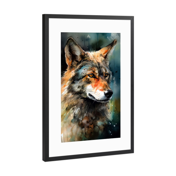 Poster mit Rahmen Schwarz (Metallic) "Wolf Tierkunst D" artboxONE - Natur,Tiere - Wolf,Wild,Tier,Tiere,Grafik,Illustration