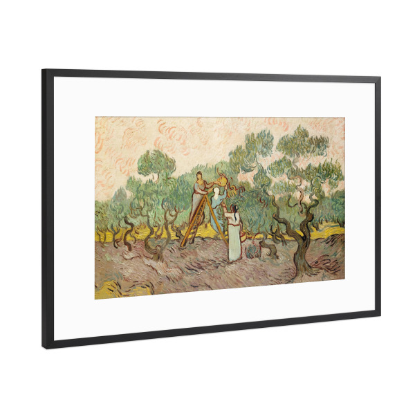 Poster mit Rahmen Schwarz (Metallic) "Frauen pflücken Oliven" artboxONE - Natur,Reise,Reise / Länder,Für Mama,Für Papa