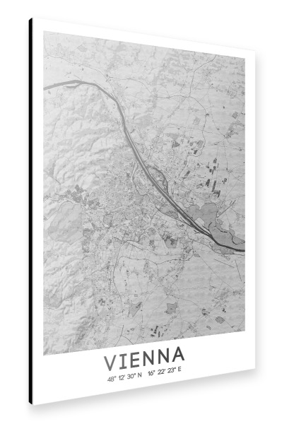 Alu-Dibond "Wien Bleistift Karte" 30x20 cm artboxONE