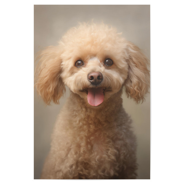 Poster 30x20 cm "Glücklicher Pudel" artboxONE - Tiere - Tier,Bokeh,Niedlich,Hund,Glücklich,Fotografie,Pudel,Porträt,Lächelnd,Weiß