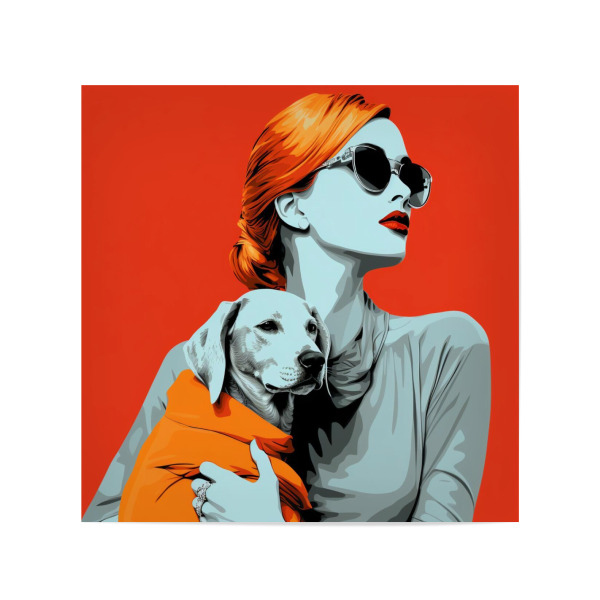 Poster 20x20 cm "HUNDELIEBHABER IN ORANGE" artboxONE - Tiere,Menschen,Fashion,Für Mama