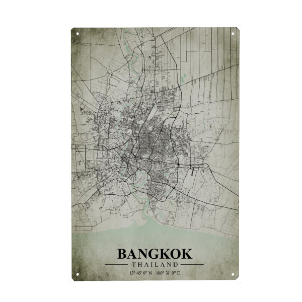 Holzbild "Bangkok Vintage CityMap" artboxONE - Städte / Weitere,Kartografie