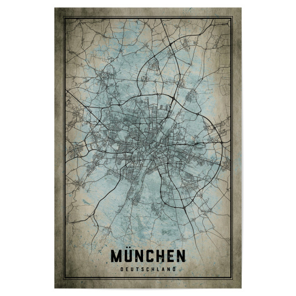 Poster "Vintage Stadtplan München" artboxONE - Städte / München,Kartografie