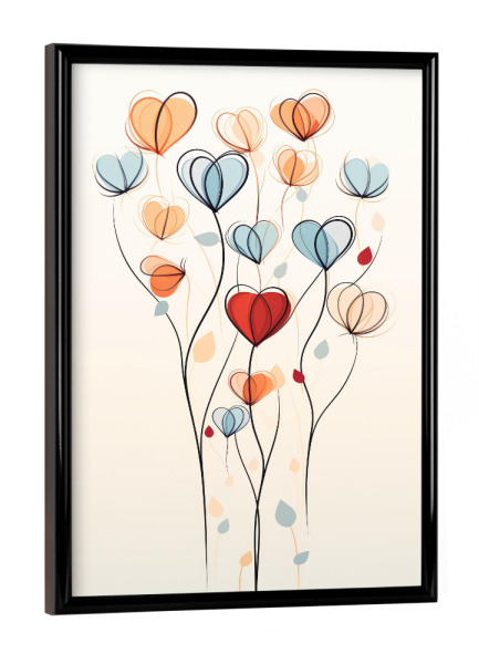 Poster mit schwarzem Rahmen "Zarte bunte Pastellblumen" artboxONE - Floral,Abstrakt,Liebe