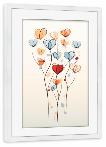 Poster mit Rahmen weiß "Zarte bunte Pastellblumen" artboxONE - Floral,Abstrakt,Liebe