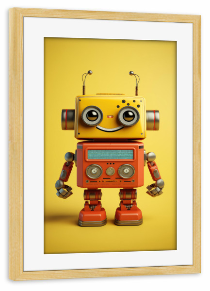 Poster mit Rahmen kiefer "Niedlicher lächelnder Roboter" artboxONE - Lustig