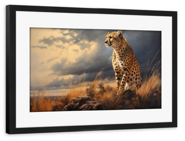 Poster mit Rahmen schwarz "Geparden beobachten" artboxONE - Natur,Tiere
