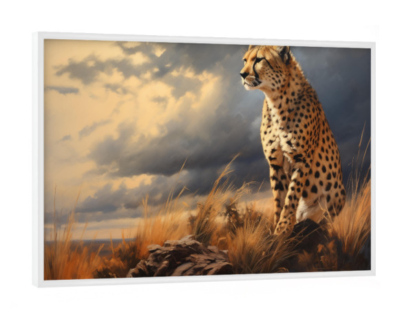 Poster mit weißem Rahmen "Geparden beobachten" artboxONE - Natur,Tiere