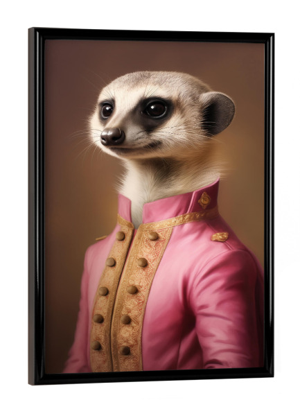 Poster mit schwarzem Rahmen "Gemälde pink Erdmännchen" artboxONE - Tiere,Abstrakt,Lustig