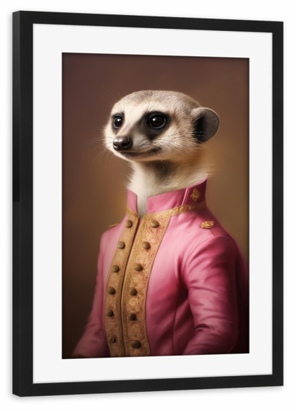 Poster mit Rahmen schwarz "Gemälde pink Erdmännchen" artboxONE - Tiere,Abstrakt,Lustig