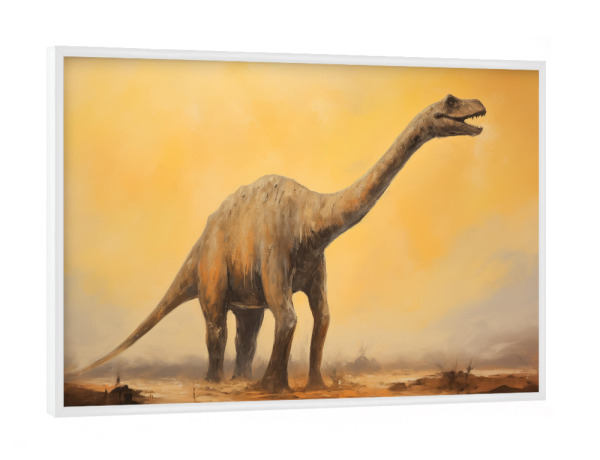 Poster mit weißem Rahmen "Diplodocus" artboxONE - Natur,Tiere - Kunst,Groß,Leinwand,Dino,Dinosaurier,Diplodocus,öl,Farbe,Gemälde,Rex