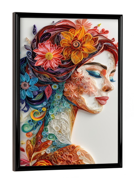 Poster mit schwarzem Rahmen "Papierquilling einer Frau" artboxONE - Abstrakt,Menschen