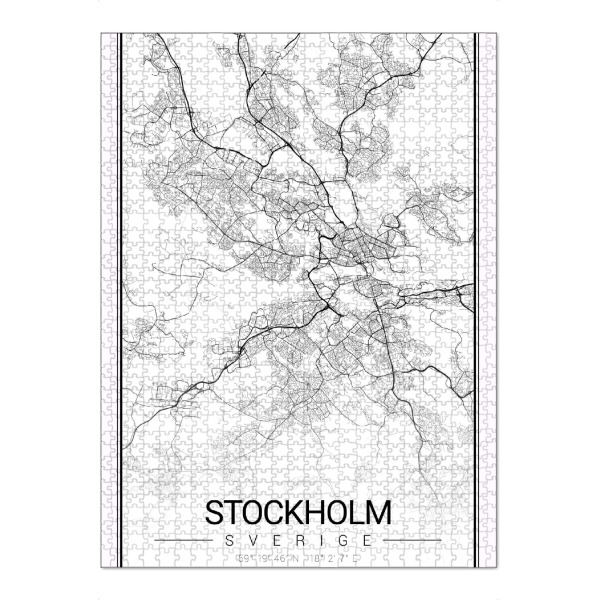 Puzzle Ravensburger "Map von Stockholm" artboxONE - Schwarzweiß,Städte / Stockholm,Kartografie