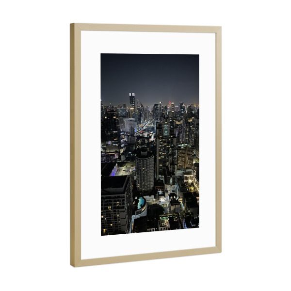 Poster mit Rahmen Gold "BKK-Nächte" artboxONE - Städte,Städte / New York,Reise,Architektur,Städte / Tokio