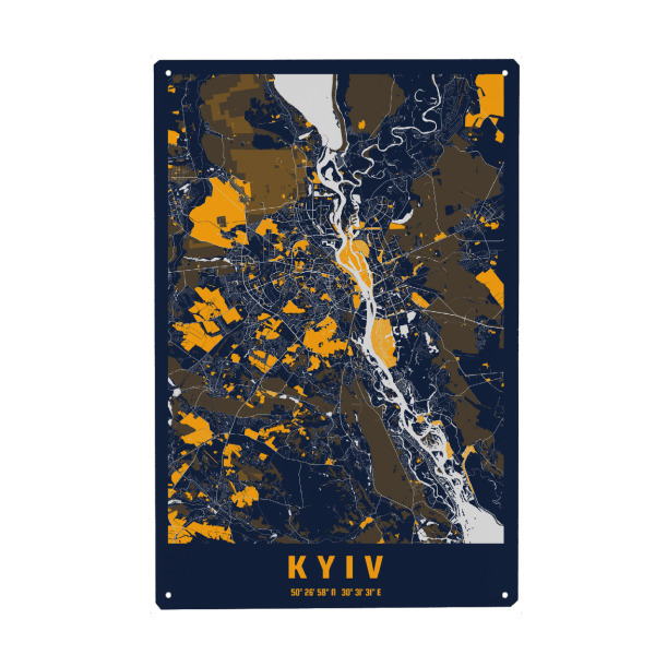 Holzbild "Kiev City Map" artboxONE - Städte / Weitere,Kartografie