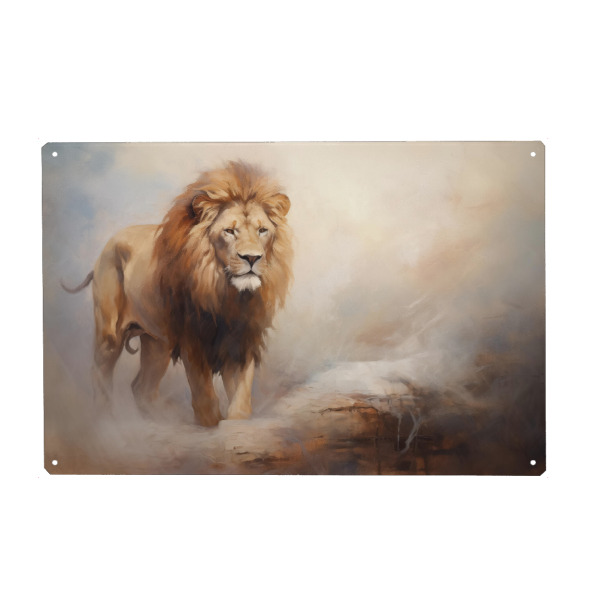 Holzbild "Gemälde eines großen Löwen" artboxONE - Natur,Tiere - Afrika,Tier,Kunst,Leinwand,Impressionistisch,Löwe,Natur,öl,Malerei,Wild,Tierwelt