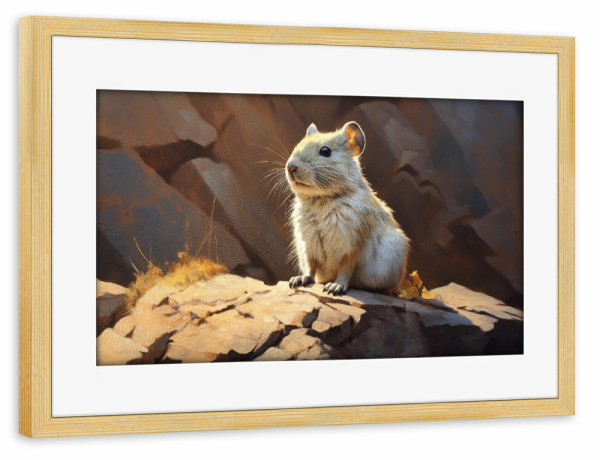 Poster mit Rahmen kiefer "Niedliches Pika-Gemälde" artboxONE - Natur,Tiere