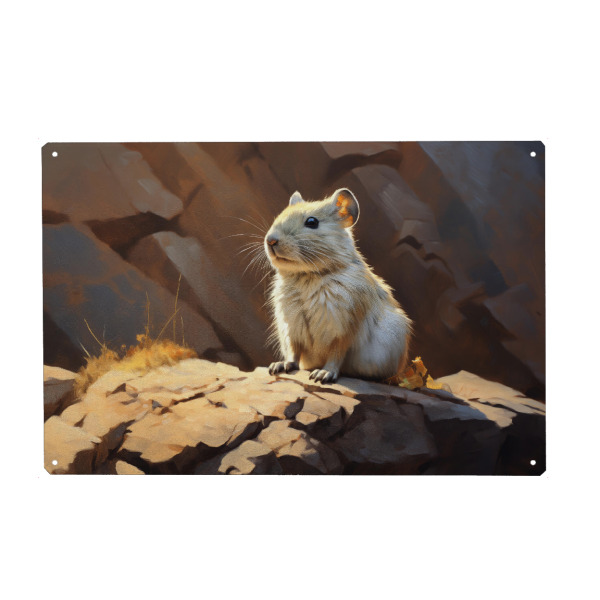 Holzbild "Niedliches Pika-Gemälde" artboxONE - Natur,Tiere - Tier,Kunst,Leinwand,Hübsch,Wüste,Natur,öl,Farbe,Gemälde,Pika,Porträt,Wild,Tierwelt