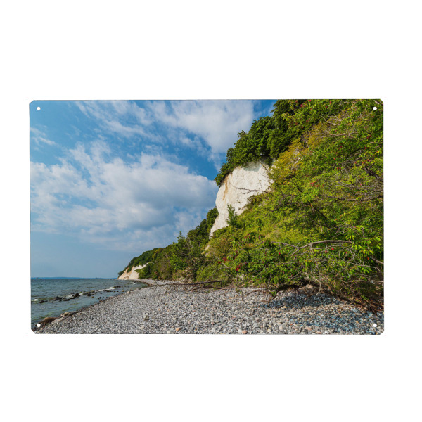 Holzbild "Kreidefelsen, Bäume, Steine" artboxONE - Natur,Reise,Reise / Strand und Meer