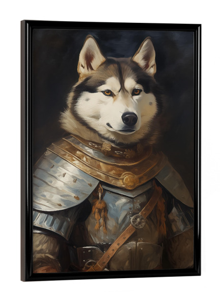 Poster mit schwarzem Rahmen "Sibirischer Husky-Ritter" artboxONE - Tiere,Lustig