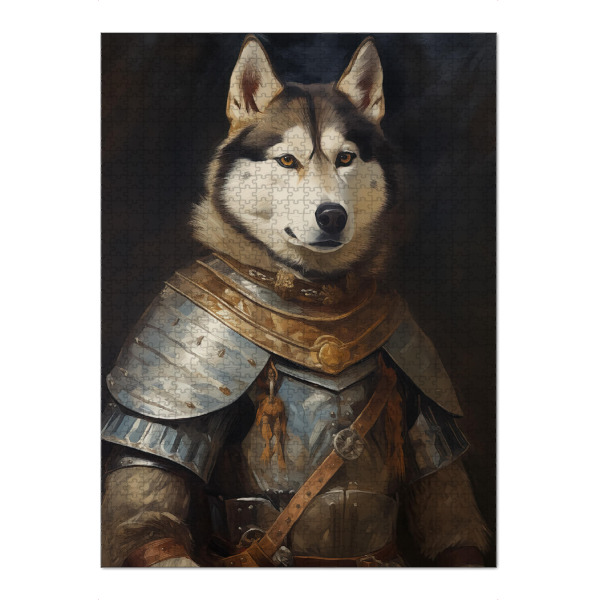 Puzzle Ravensburger "Sibirischer Husky-Ritter" artboxONE - Tiere,Lustig
