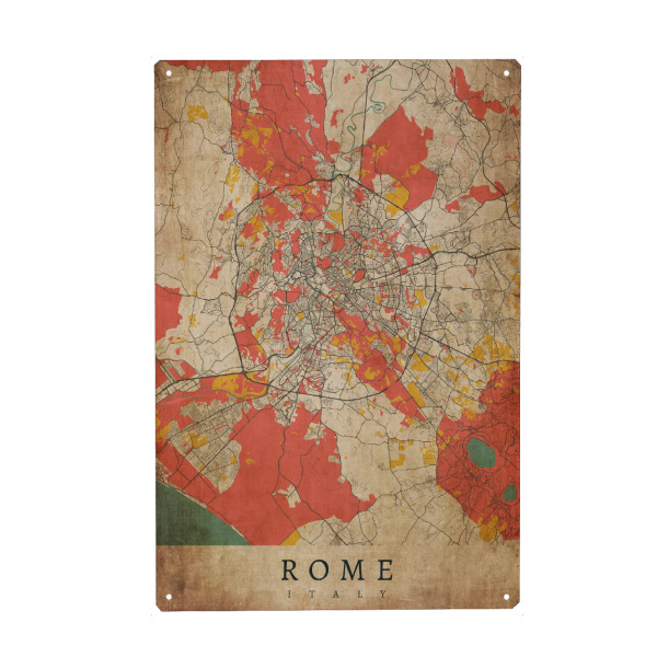 Holzbild "Roma Vintage Stadtplan" artboxONE - Städte / Rom,Kartografie