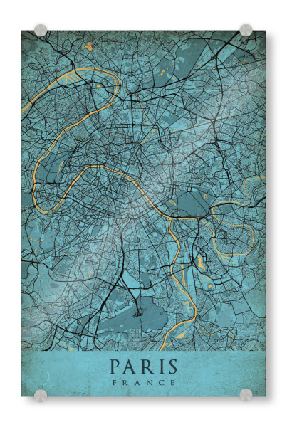 Acrylglasbild "Paris als Vintage CityMap" artboxONE - Städte / Paris,Kartografie